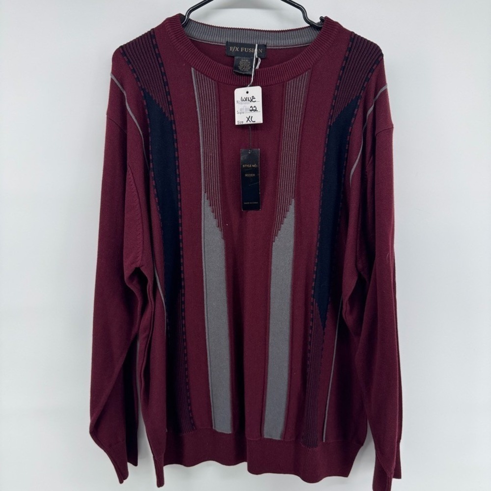 F/X Fusion XL Crew Neck Coogi Style Cosby Sweater NWT Knit Geometric Grandpa NWT